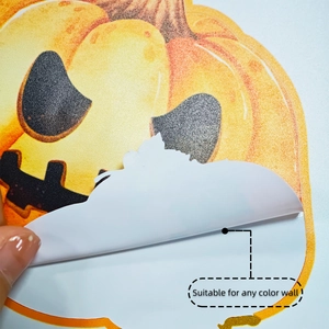 Detail of Halloween pumpkin wall sticker showing suitability for any color surface