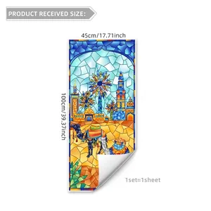 Middle East camel stained glass window sticker for living room 45x100cm decoration