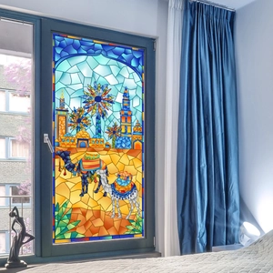 Middle East style camel stained glass window film for home living room decor