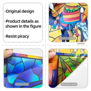 Waterproof camel stained glass window sticker detail showing double-sided visual effects