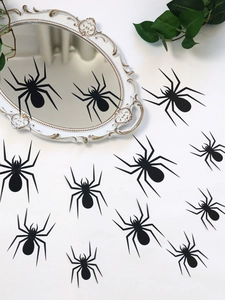 3D black spider wall stickers for Halloween party decoration on mirror surface