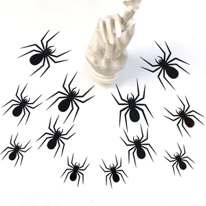 Set of 12 3D black spider wall stickers for Halloween party home and room decorations