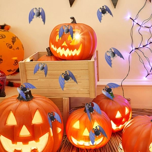 Halloween purple bat 3D wall stickers set for spooky holiday indoor home decoration