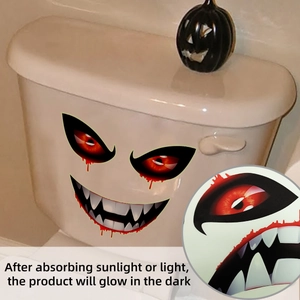 Adesivo per WC di Halloween luminoso con occhi di mostro e bocca grande per il buio