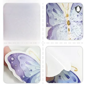 Vues détaillées des stickers papillon luminescents avec test d'étanchéité à l'eau