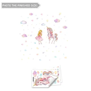 Glow in the dark pink unicorn and ballerina girl wall stickers for nursery decor