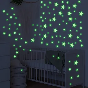 Luminous star wall stickers for kids room made of eco-friendly fluorescent PVC material