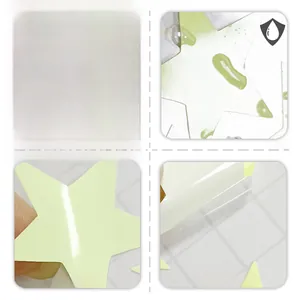 Waterproof star wall stickers showing the front and reverse side with water droplets