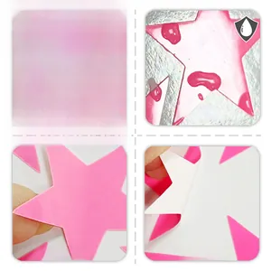Detailed view of pink star wall stickers showing waterproof surface and adhesive back