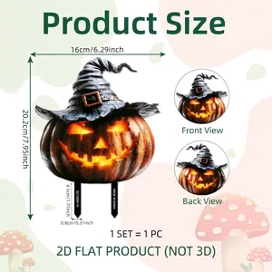 Halloween pumpkin with wizard hat 2D garden stake decoration for yard festive atmosphere