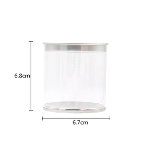 Transparente runde Make-up-Schwammbox mit silberner Basis, Größe 6,8x6,7 cm