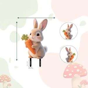 2D rabbit garden stake decor with size specs 14.8x22.6cm front and back views