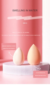 Detailed comparison of water-activated beauty blenders expanding to 1.5x original size