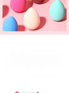 Detailed view of teardrop makeup sponges with precision tips for smooth facial blending