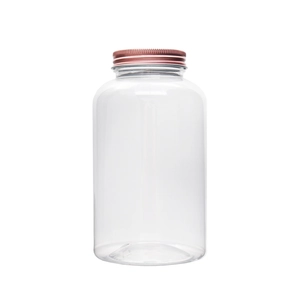 500ml transparent cylindrical storage jar with rose gold metal lid for beauty blenders