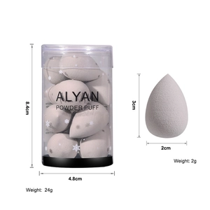 Mini makeup sponge set in transparent cylinder including 10 pieces of droplet blenders