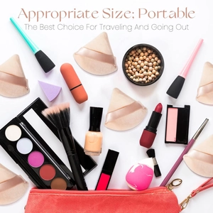 Set de esponjas de maquillaje triangulares de terciopelo con cintas para polvos