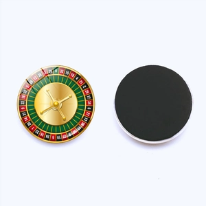 Set of 25mm roulette wheel fridge magnets with crystal glass and soft magnetic backing