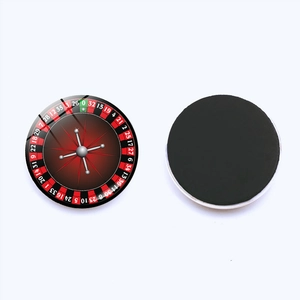 Roulette wheel glass fridge magnet with 3D resin cover and magnetic back for home decor