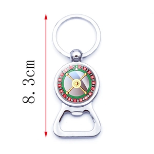 Porte-clés roulette de 8,3cm en alliage d'argent avec décapsuleur de bière intégré