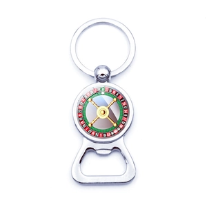 Porte-clés Décapsuleur Roue de Roulette de Casino en Alliage de Zinc Anneau de Clé en Métal pour Hommes Femmes Cadeau de Fête