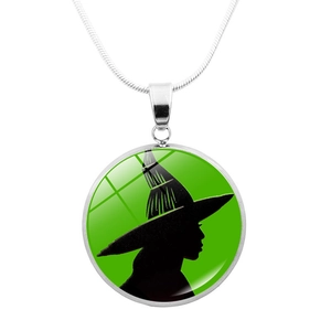 Hexe Und Prinzessin Silhouette Glas Anhänger Halskette Kupfer Schlangenkette Magie Fantasie Stil Schmuck Unisex
