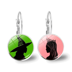 Alloy Glass Cabochon Leverback Drop Earrings Witch Princess Silhouette Fantasy Jewelry Accessory For Women Halloween