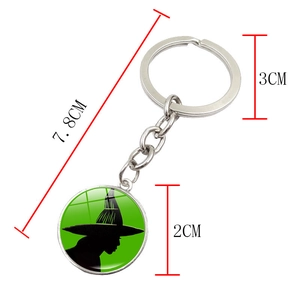 Porte-clés silhouette de sorcière Wicked avec pendentif vert pour cadeau d'Halloween
