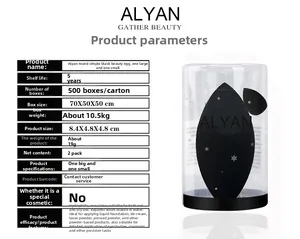 Detail view of large and small black beauty sponges in a portable cylindrical case