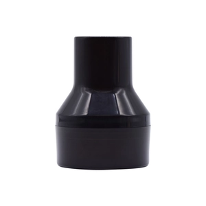 Detailed view of the funnel-shaped black makeup sponge applicator adapter with matte finish