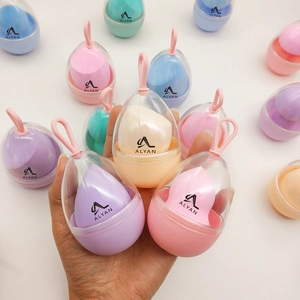 Makeup Sponge Beauty Egg With Eggshell Storage Case Portable Silicone Strap Non-Latex Hydrophilic Polyurethane Applicator