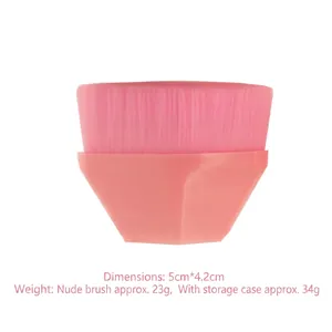 Pink flat top foundation brush with storage case, size 5x4.2cm, lightweight design