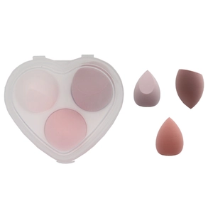 Purple gradient makeup sponge set with heart-shaped storage case and three blenders