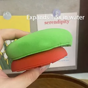Dual-color fruit makeup sponges expanding 1.5 times in water for soft wet and dry use