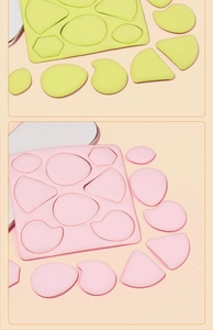 Detailset aus Make-up-Schwämmen in verschiedenen Formen mit praktischem Halter