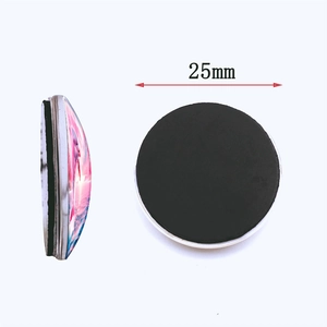 Magnete da frigo tondo 25mm in vetro cristallo con delfino rosa e retro magnetico