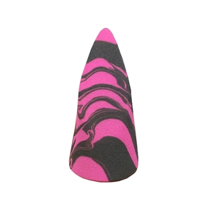 Macro shot of dual-tone pink and black marble cone makeup sponge with ultra-soft texture
