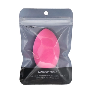 Pink teardrop makeup sponge in ALIYAN branded zipper bag for liquid foundation