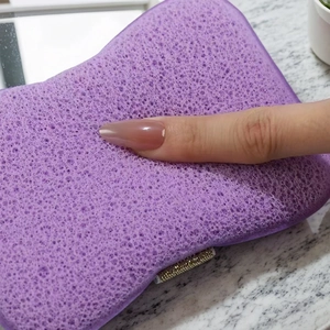 Soft purple honeycomb texture soap sponge with elegant silver crystal buckle detail