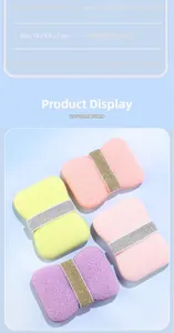 Detail view of multi-color hydrophilic polyurethane soap sponge with elastic straps