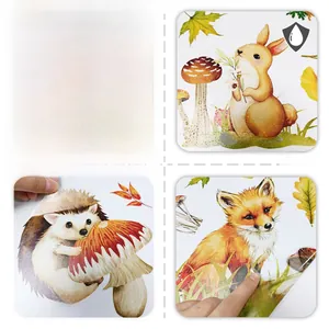 Stickers muraux animaux de la forêt imperméables avec vue détaillée recto et verso pour enfants