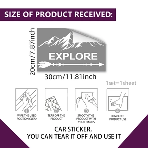 Mountain explore arrow vinyl car sticker 30x20cm with easy installation guide