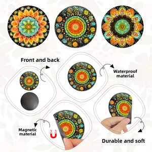 Waterproof mandala fridge magnet detail showing soft magnetic back and flexible material