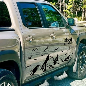 Creative black mountain and seagull 4x4 off-road vinyl car body decal for pickup trucks
