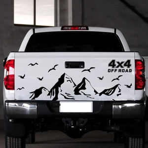 Car Sticker Decal Snow Mountain Seagull Bird 4x4 Off Road PVC Waterproof Self Adhesive Truck Tailgate Decoration Black Vinyl