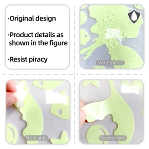 Waterproof cartoon mermaid star glow stickers showing tear resistance and back texture