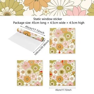 Size chart for static window sticker with floral pattern showing splicing measurements