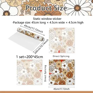Size chart showing 200x45cm static floral window film dimensions and splicing guide