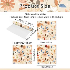 Detailed size chart for floral static window sticker 100x45cm showing splicing dimensions