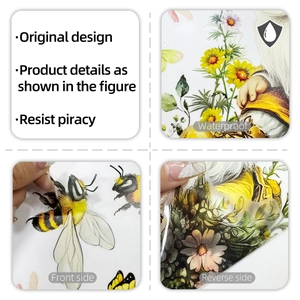 Waterproof gnome and floral toilet stickers with double-sided visual design details